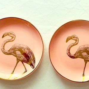 Pink Flamingo pair of 8” decorative plates